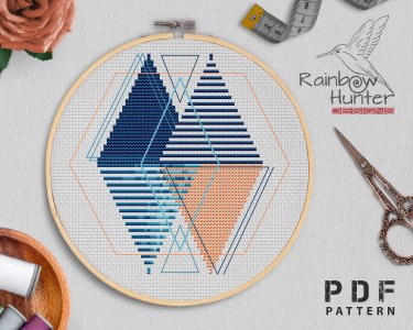 Scandinavian cross stitch, Geometric cross stitch pattern, Easy cross stitch PDF, Minimal cross stitch, Nordic