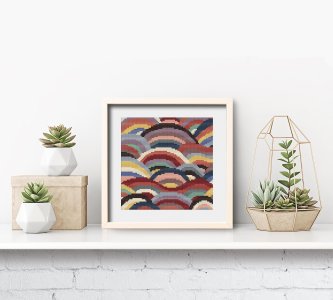 Rainbow waves cross stitch, Modern cross stitch pattern PDF, Rainbow square cross stitch, Counted cross stitch chart