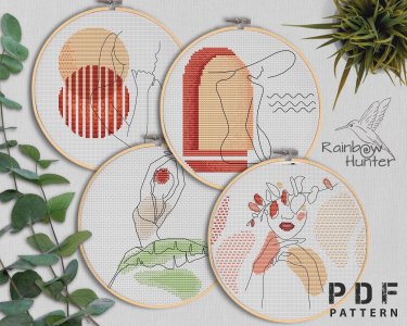 Woman line art, Cross stitch pattern, Boho cross stitch, Easy cross stitch pattern PDF, Abstract cross stitch set, Contemporary cross stitch