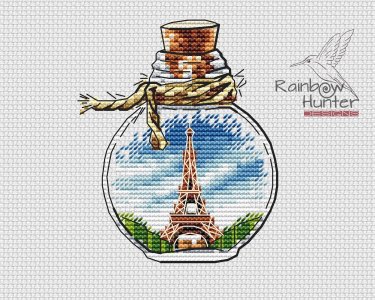 Eiffel Tower cross stitch, Bottle cross stitch, France cross stitch pattern PDF, Paris cross stitch, Counted cross stitch chart