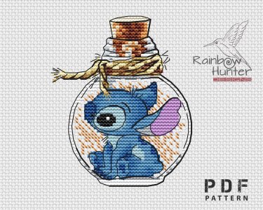 Alien cross stitch, Bottle cross stitch, Cartoon cross stitch pattern PDF, Small cross stitch, Cute cross stitch chart