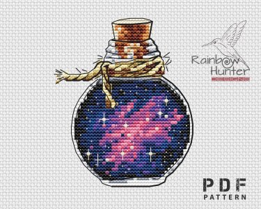 Galaxy cross stitch, Bottle cross stitch, Space cross stitch pattern PDF, Small cross stitch, Counted cross stitch chart