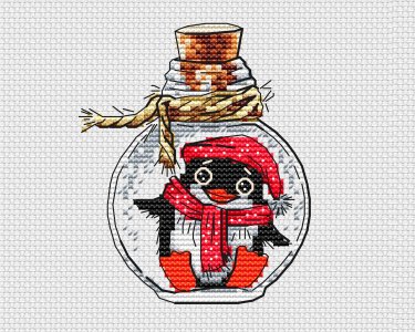 Penguin cross stitch, Bottle cross stitch pattern PDF, Winter cross stitch chart, Animal cross stitch, Cute cross stitch, Kids room xstitch