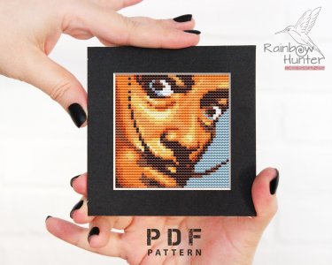Mini art cross stitch pattern PDF, Miniature Salvador Dalí cross stitch, Easy cross stitch, Tiny art, Portrait, Counted cross stitch chart