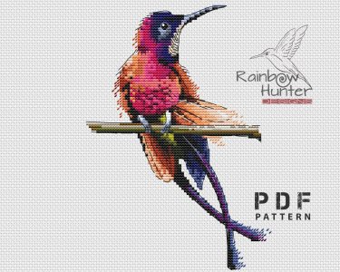 Bird cross stitch, Hummingbirds cross stitch pattern, Wildlife cross stitch chart, Nature cross stitch PDF
