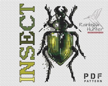 Insect cross stitch pattern PDF, Beetle modern cross stitch, Bug cross stitch, Nature cross stitch chart