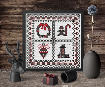 Christmas sampler cross stitch pattern PDF, Gothic cross stitch, Collage cross stitch pattern, Counted cross stitch chart, Digital PDF