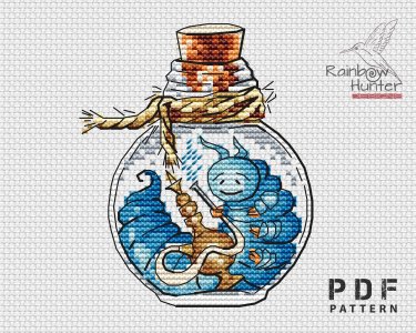 Alice in Wonderland cross stitch, Bottle cross stitch pattern PDF, Small cross stitch, Counted cross stitch chart