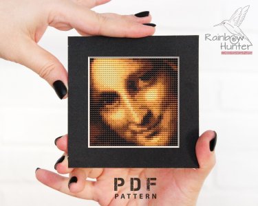 Masterpiece tiny cross stitch John the Baptist, Leonardo da Vinci mini painting cross stitch pattern, Mini art, Miniature embroidery