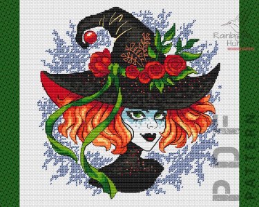 Witch cross stitch pattern PDF, Witchcraft cross stitch, Black Magic cross stitch, Cute Witch Counted Cross stitch chart, Sorceress xstitch