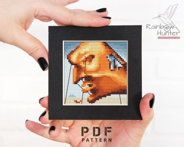 Mini Painting by Salvador Dalí cross stitch, Tiny art cross stitch pattern PDF, Easy cross stitch, Masterpiece cross stitch chart, Miniature